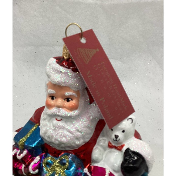Glassware Art Studio~Santa with Toy Sack Glass Christmas Ornament - Picture 7 of 12